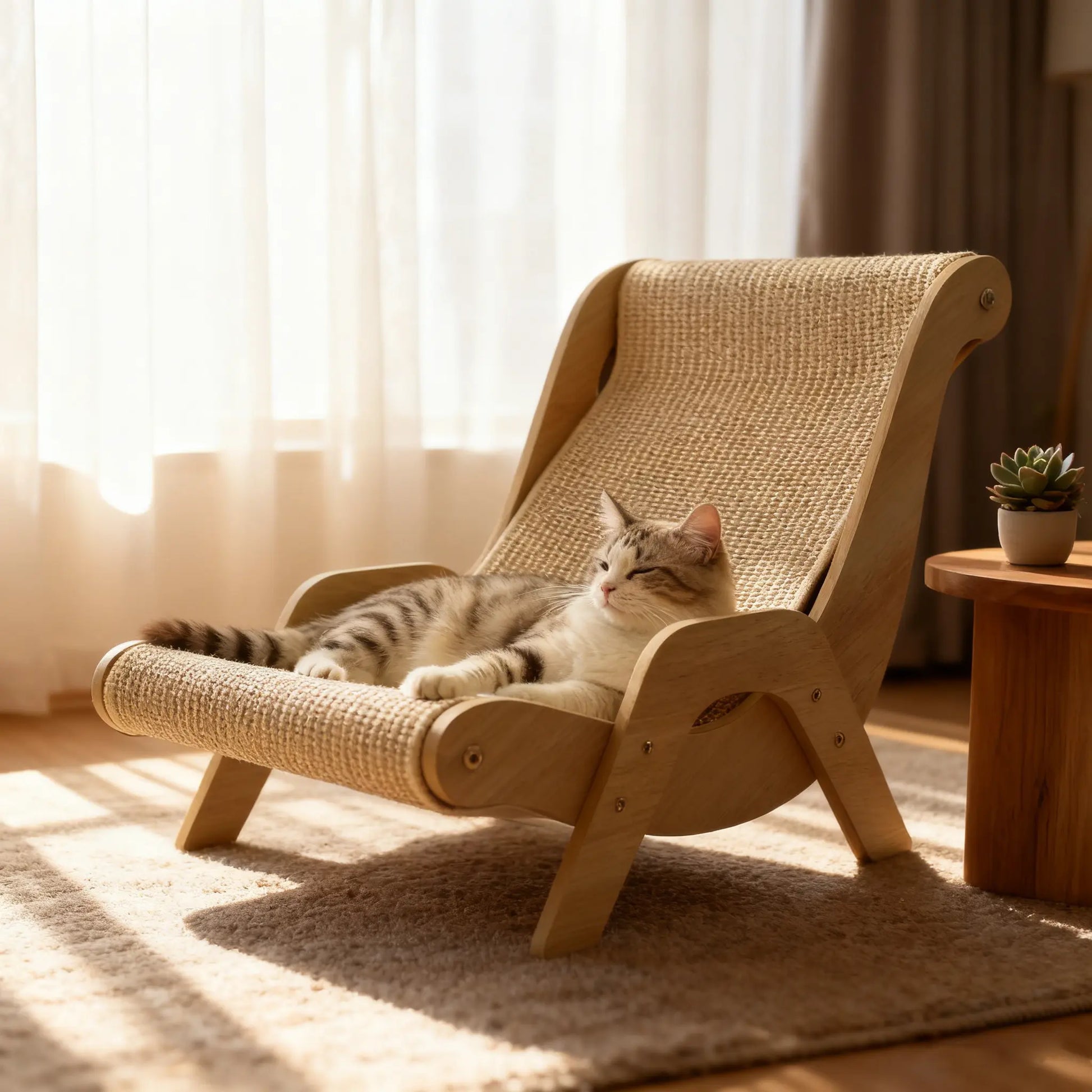 Cat Recliner Scraper Board Anti-Scratch Cat Nest Wooden Sword Hemp Grinding Claws Scratching Pad Pet Hammock Sofa Toy Carton Kitten Homemade Tiktokshopspringglowup Summervibes Petlovers Summervibes Petlovers